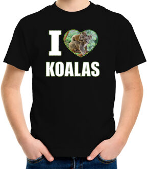 I love koalas t-shirt met dieren foto van een koala zwart voor kinderen - cadeau shirt koalas liefhebber S (122-128)