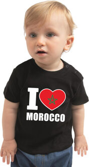 I love Morocco / Marokko landen shirtje zwart voor babys 74 (5-9 maanden)