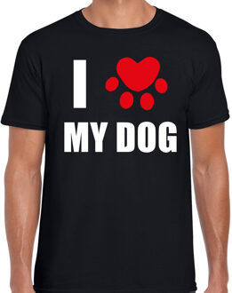 I love my dog / Ik hou van mijn hond - honden t-shirt zwart voor heren L