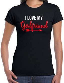 I love my girlfriend valentijn t-shirt zwart voor dames XL