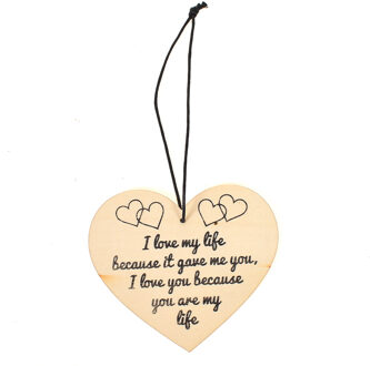 I Love My Life Opknoping Houten Hart Valentijnsdag Man Vrouw Teken