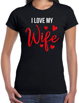 I love my wife valentijn t-shirt zwart voor dames XS