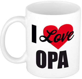 I love opa / Ik hou van opa cadeau mok / beker wit 300 ml - Cadeau mokken - feest mokken