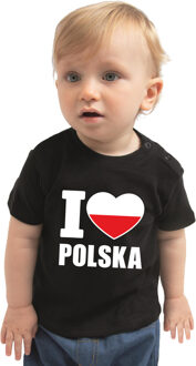 I love Polska / Polen landen shirtje zwart voor babys 74 (5-9 maanden)