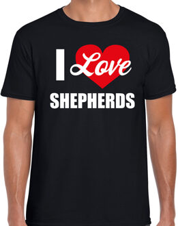 I love Shepherds honden Herder t-shirt zwart voor heren 2XL