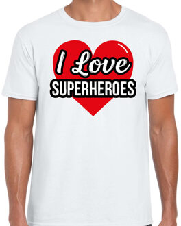 I love superheroes / superhelden verkleed t-shirt wit voor heren - Outfit verkleed feest 2XL