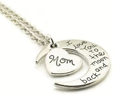 I Love U Aan De Maan En Terug Mom Ketting, Maan Ketting, Moeder Ketting, Cadeau Voor Moeder