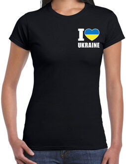 I love Ukraine / Oekraine landen shirt zwart voor dames - borst bedrukking XS