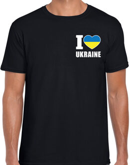 I love Ukraine / Oekraine landen shirt zwart voor heren - borst bedrukking L