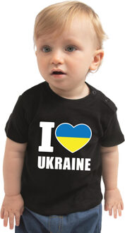 I love Ukraine / Oekraine landen shirtje zwart voor babys 62 (1-3 maanden)