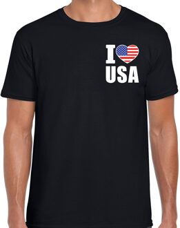 I love usa / Amerika landen shirt zwart voor heren - borst bedrukking 2XL