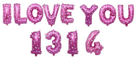 I Love You Ballon 16Inch I Love U 1314 Brief Ballonnen Wedding Party Decoratie Arrangement Aluminiumfolie Ballonnen roze