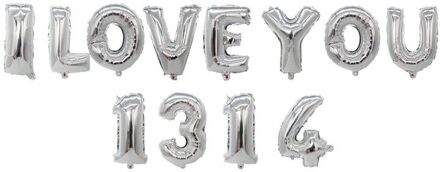 I Love You Ballon 16Inch I Love U 1314 Brief Ballonnen Wedding Party Decoratie Arrangement Aluminiumfolie Ballonnen zilver