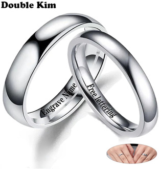 I LOVE YOU Couple Rings DIY Engrave Name Date Stainless Steel Unisex Wedding Rings for Women Men Lover Anniversary Jewelry Gift