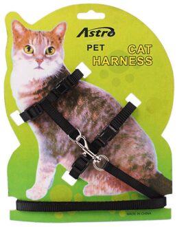 I-Vormige Katten Honden Kraag Harnas Leiband Huisdier Tractie Harnas Riem Borstband Verstelbare Nylon Duurzaam Kat Harnas Halter kraag zwart