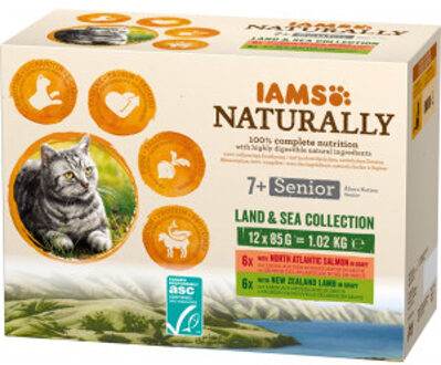 Iams 36 + 12 Gratis! IAMS Naturally natvoer voor katten 48 x 85 g