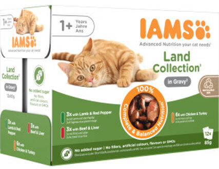 Iams cat delights multipack land collection kattenvoer 12x85 gr