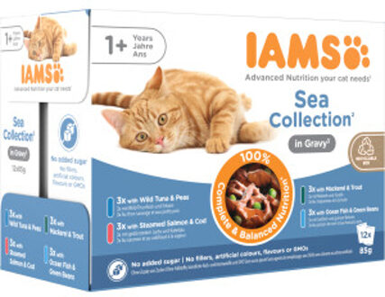 Iams cat delights multipack sea collection kattenvoer 12x85 gr
