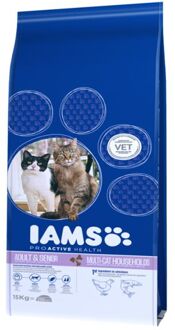 Iams Cat Proactive Health Adult & Senior - Kip & Zalm - Kattenvoer - 15 kg