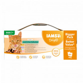 Iams Delights Land en Zee collectie in Jus - Kat - Natvoer - 48 x 85 gr