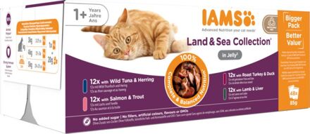 Iams Delights Land & Sea Collection Jelly - Kat - Natvoer - 48 x 85 gr