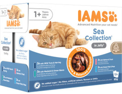 Iams Delights Sea Collection Jelly - Kat - Natvoer - 12 x 85 gr