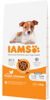 Iams for Vitality Puppy Small & Medium met kip hondenvoer 2 x 12 kg