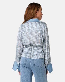 Ibana Blouse lange mouw 302610024 tatum obli Blauw - 38