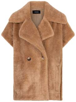 Ibana Faux fur double breasted gilet Jaxey  camel - 36,38,40,