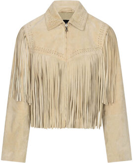 Ibana Suede jas met franjes Jeeya  geel - 36,38,40,