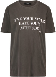 Ibana T-shirt met tekstprint Attitude  zwart - 36,38,40,