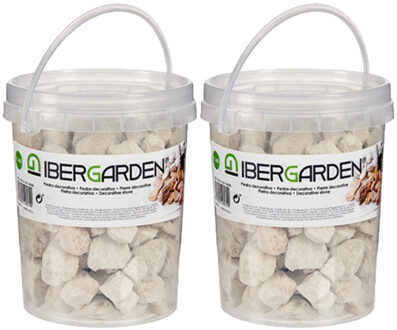 IBERGARDEN 2x pakjes decoratie steentjes/kiezels beige klein 1,5 kg - Hobbydecoratieobject