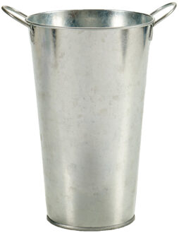 IBERGARDEN Bloempot/plantenbak - 20 x 15 x 23 cm - zink - met handvaten - zinken emmer