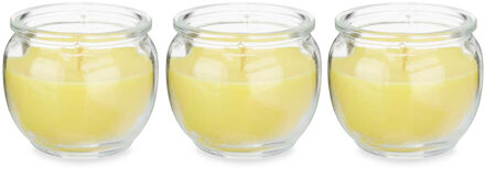 IBERGARDEN Citronella kaars in houder - 3x - glas - 20 branduren - D7.5 x H6 cm