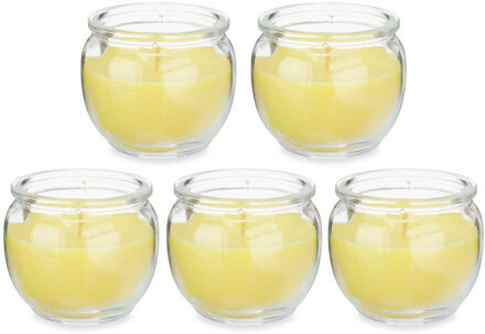 IBERGARDEN Citronella kaars in houder - 5x - glas - 20 branduren - D7.5 x H6 cm