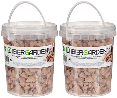 IBERGARDEN Deco steentjes - 2x pakjes - kiezels - terracotta - klein - 1,5 kg - Aquarium en plantenpot - vullin