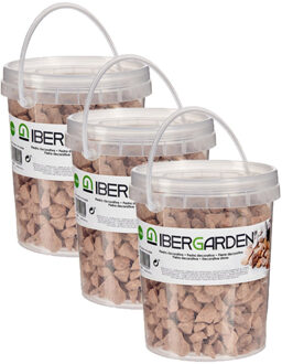 IBERGARDEN Deco steentjes - 3x pakjes - kiezels - terracotta - klein - 1,5 kg - Aquarium en plantenpot - vullin