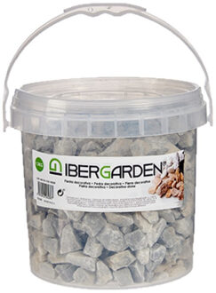 IBERGARDEN Decoratie steentjes/kiezels - lichtgrijs - grof - 3 kg - voor bloempot/plantenbak - aquarium