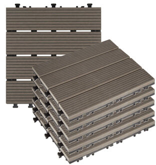IBERGARDEN Iber Garden Tuintegel / balkon terrastegels - 6x - bruin - composiet - 30 x 30 cm - vlonder