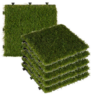 IBERGARDEN Iber garden Vlondertegel kunstgras - 16x - groen - kunststof - 30 x 30 cm - tuintegel