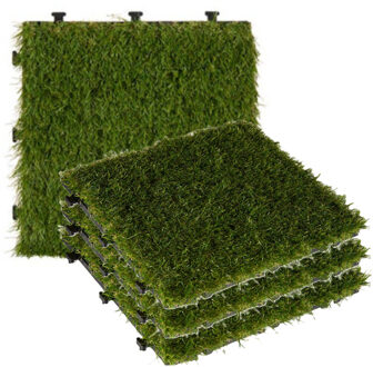 IBERGARDEN Iber garden Vlondertegel kunstgras - 4x - groen - kunststof - 30 x 30 cm - tuintegel