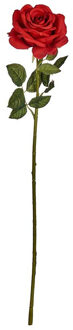 IBERGARDEN Kunstbloem Roos Elegance - dieprood - 63 cm - losse steel - Kunst zijdebloemen