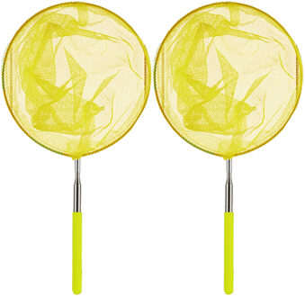 IBERGARDEN Schepnet/visnet/vlindernet - 2x - Uitschuifbaar - geel - van 38 cm tot 75 cm