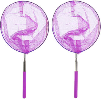 IBERGARDEN Schepnet/visnet/vlindernet - 2x - Uitschuifbaar - paars - van 38 cm tot 75 cm