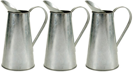IBERGARDEN Set van 3x stuks bloempotten/plantenbakken zinken melkkan met handvat 17 x 11 x 22 cm