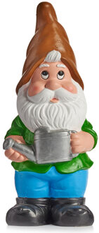 IBERGARDEN Tuinkabouter beeldje Dwerg met bruine muts - Keramiek - 24.5 cm