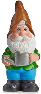 IBERGARDEN Tuinkabouter beeldje - Dwerg - met bruine muts - Keramiek - 38 cm - tuindecoratie