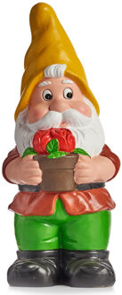 IBERGARDEN Tuinkabouter beeldje Dwerg met gele muts - Keramiek - 24.5 cm