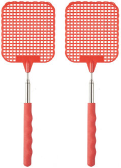 IBERGARDEN Vliegenmepper compact - 2x - Uitschuifbaar tot 60 cm - rood - Insecten killer