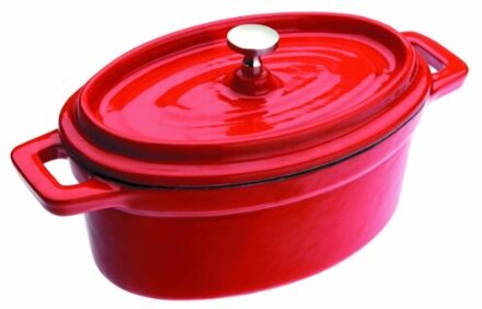 Ibili 726015R - Mini Cocotte Ovale Rode 15X10X6 Cm, Gietijzeren Koken Pot